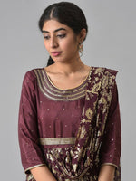 Thumbnail for AURELIA Brown Ethnic Motifs A-Line Midi Dress