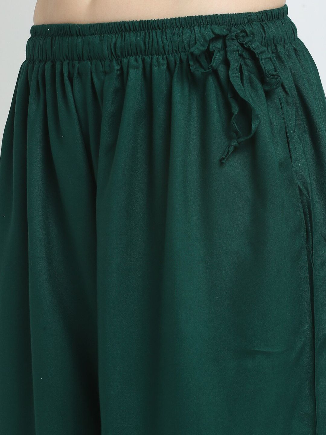 TAG 7 Women Green Solid Flared Palazzos