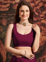 Thumbnail for Anouk Magenta Embellished Mirror Work Pure Georgette Saree - Distacart