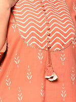 Thumbnail for Swasti Women Peach-Coloured Ethnic Motifs Embellished Floral Kurta - Distacart