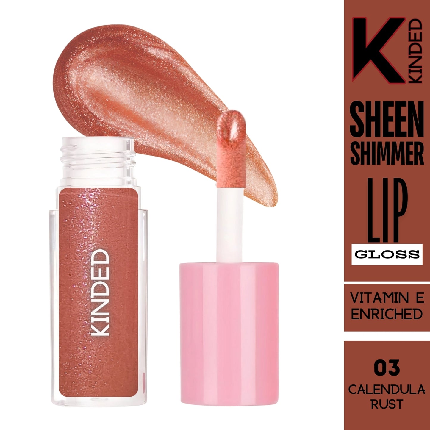 kinded sheen shimmer lip gloss 03 calendula rust