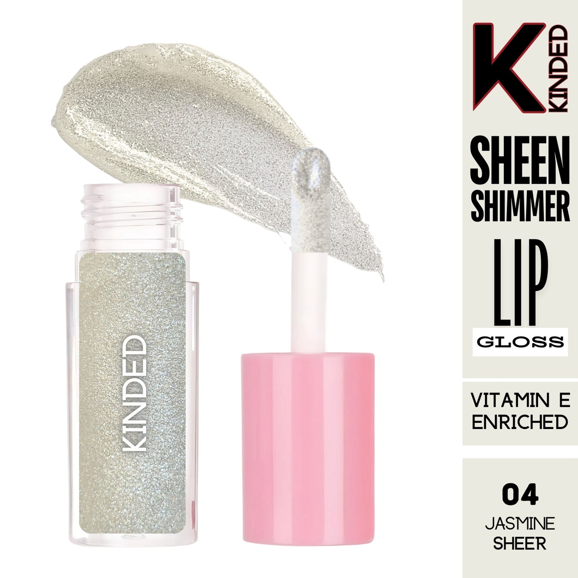 kinded sheen shimmer lip gloss 04 jasmine sheer