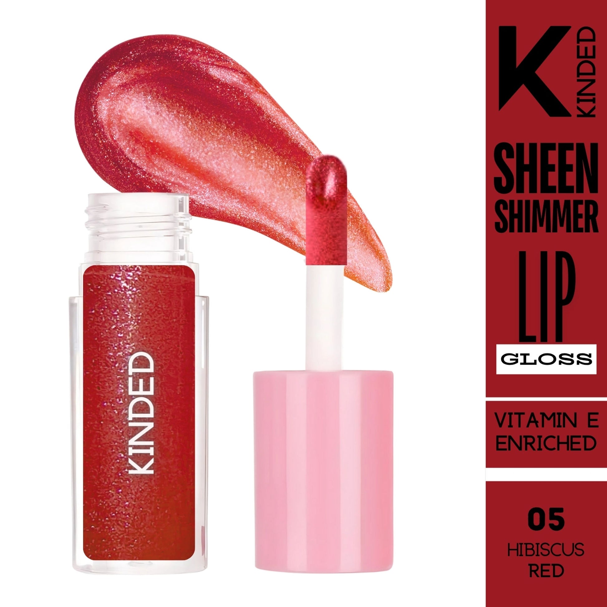 kinded sheen shimmer lip gloss 05 hibiscus red