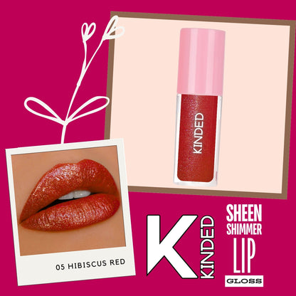 kinded sheen shimmer lip gloss 05 hibiscus red