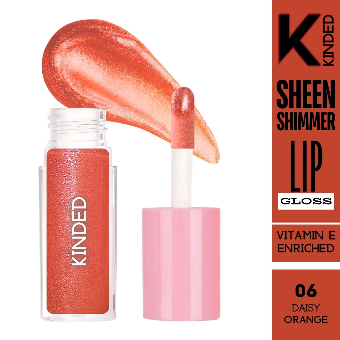 kinded sheen shimmer lip gloss 06 daisy orange