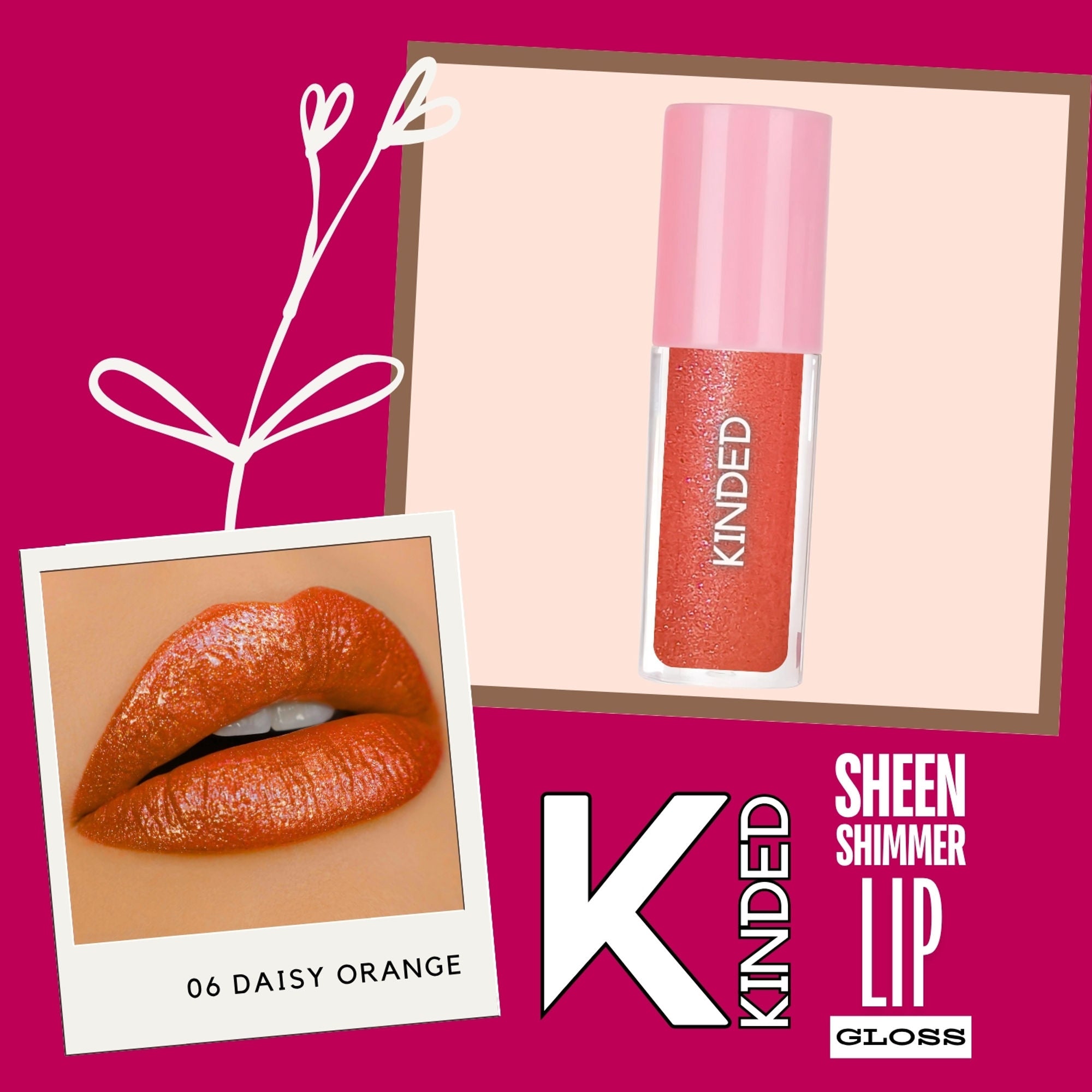 kinded sheen shimmer lip gloss 06 daisy orange