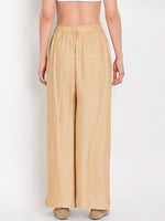 Thumbnail for TAG 7 Women Beige Solid Straight Palazzos