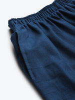 Thumbnail for TAG 7 Women Navy Blue Hem Design Straight Palazzos - Distacart