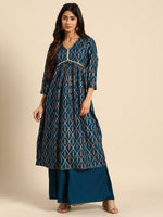 Thumbnail for All About You Ethnic Motifs Foil Print Gotta Patti Detail Kurta with Palazzos - Distacart