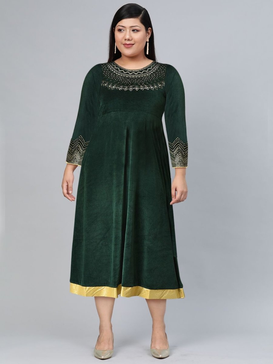 AURELIA Sequined Detailed A-Line Midi Ethnic Dress