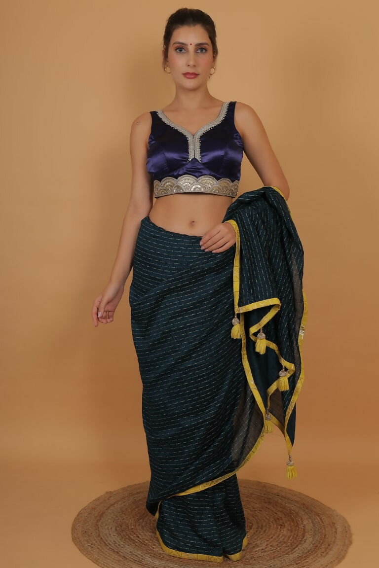 Joban Fashion Silk Zari And Sequence Work Padded Blouse - Blue