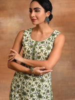 Thumbnail for Aks Floral Printed Pure Cotton Straight Kurta with Trousers - Distacart