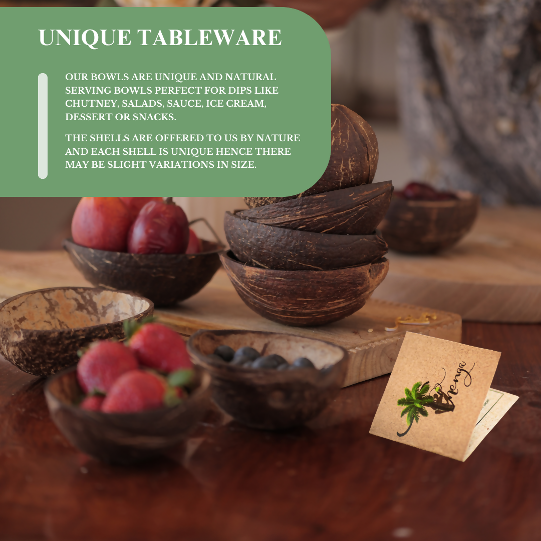 Thenga Natural Oval Coconut Shell Bowls - Dista