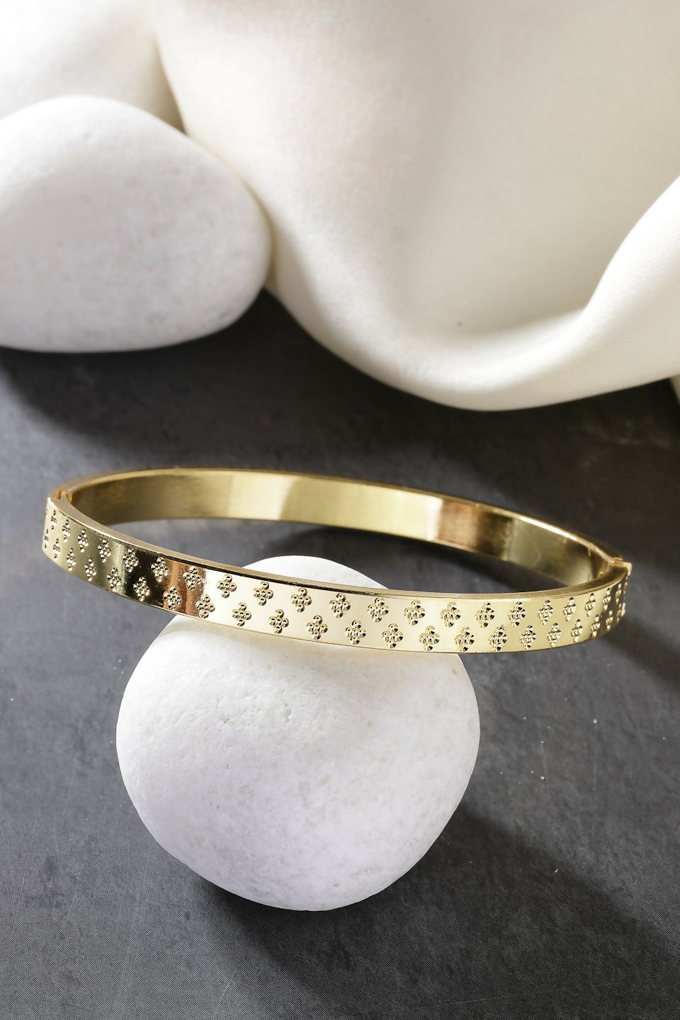 NVR Men's Gold-Plated Stainless Steel Kada Bracelet - Distacart