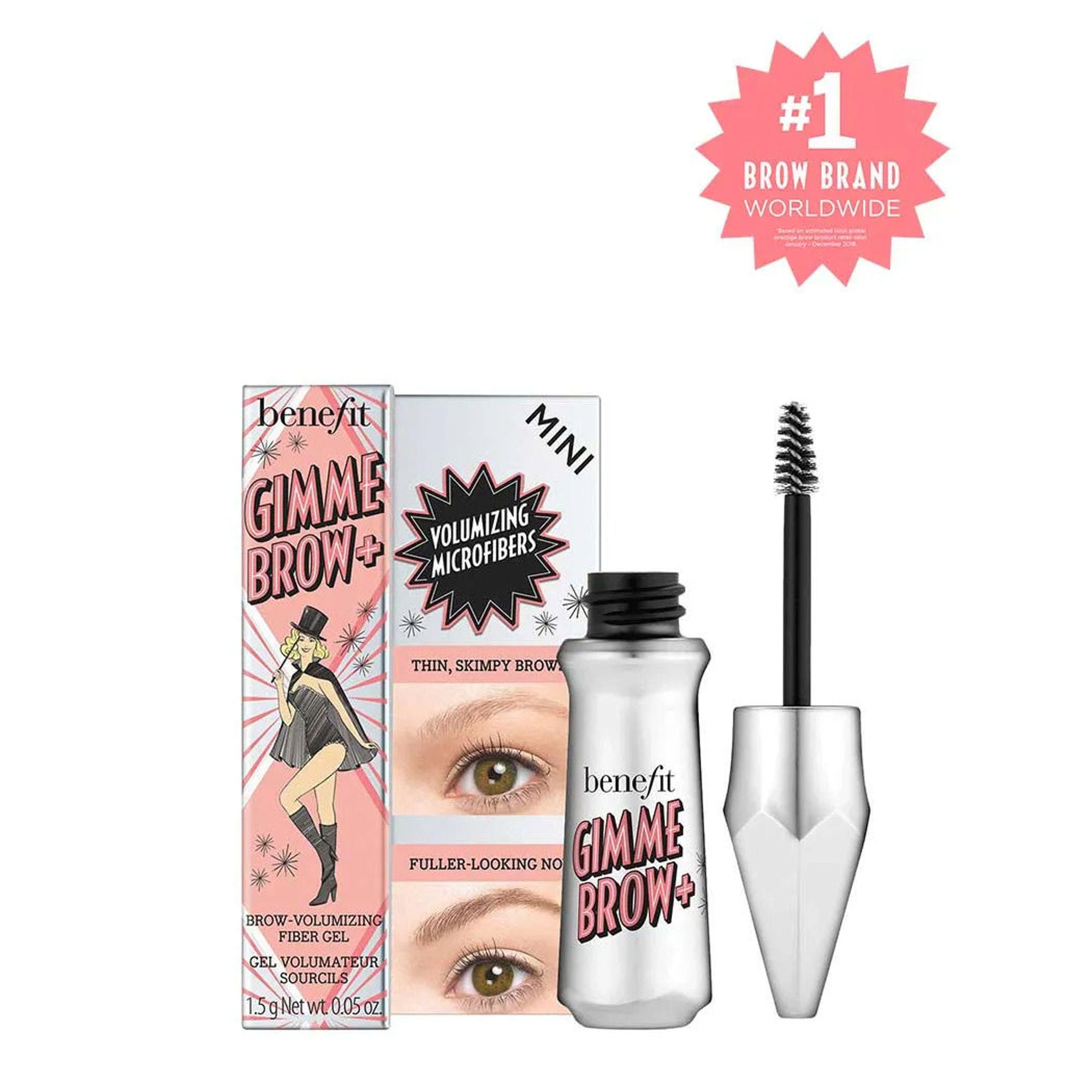 Benefit Cosmetics Gimme Brow+ Brow-Volumizing Fiber Gel Mini - 3.5 Warm Auburn Brown
