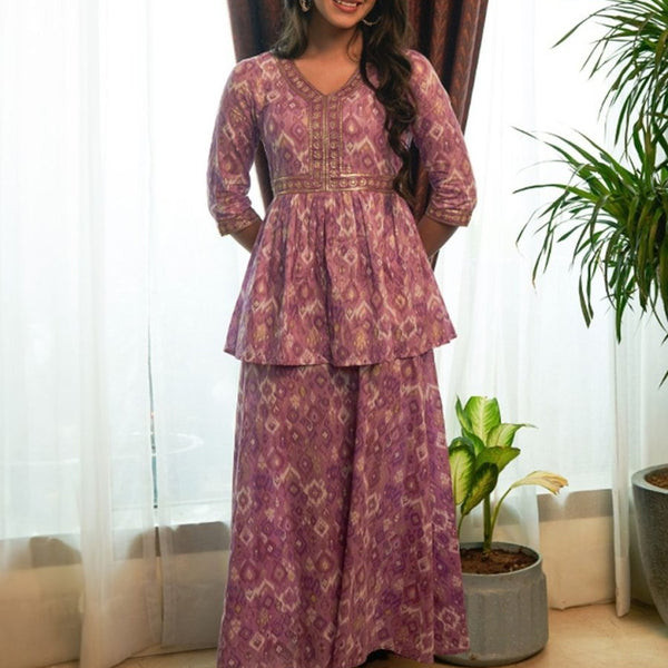 AURELIA Ethnic Motif Printed Sequinned Cotton Fit & Flare Midi Dress - Distacart