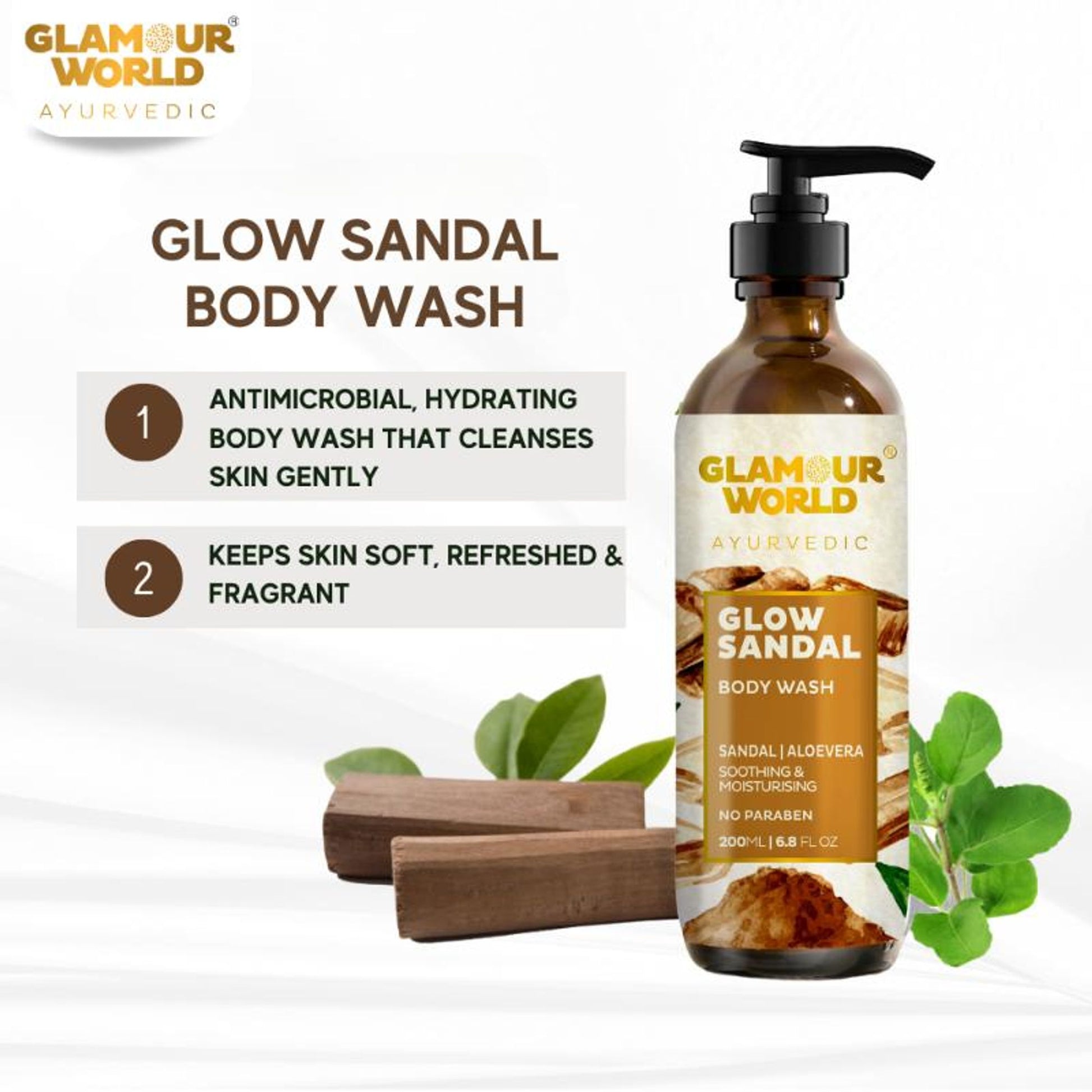 GLAMOUR WORLD AYURVEDIC Glow Sandal Body Wash - Distacart
