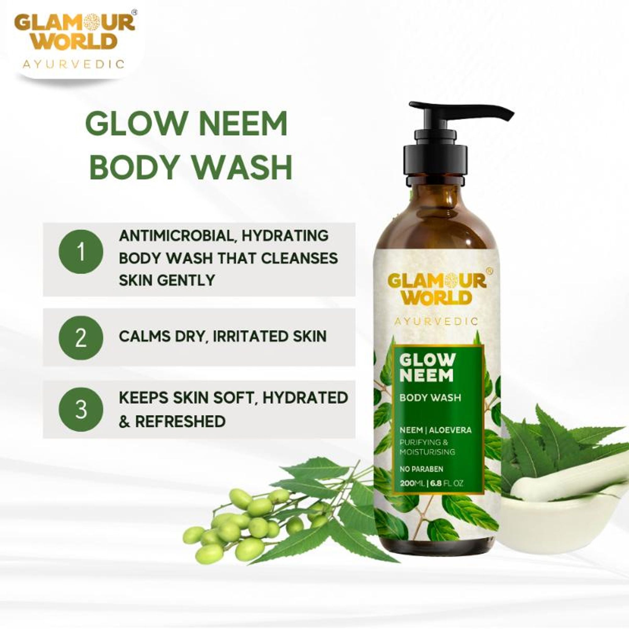 GLAMOUR WORLD AYURVEDIC Glow Neem Body Wash - Distacart