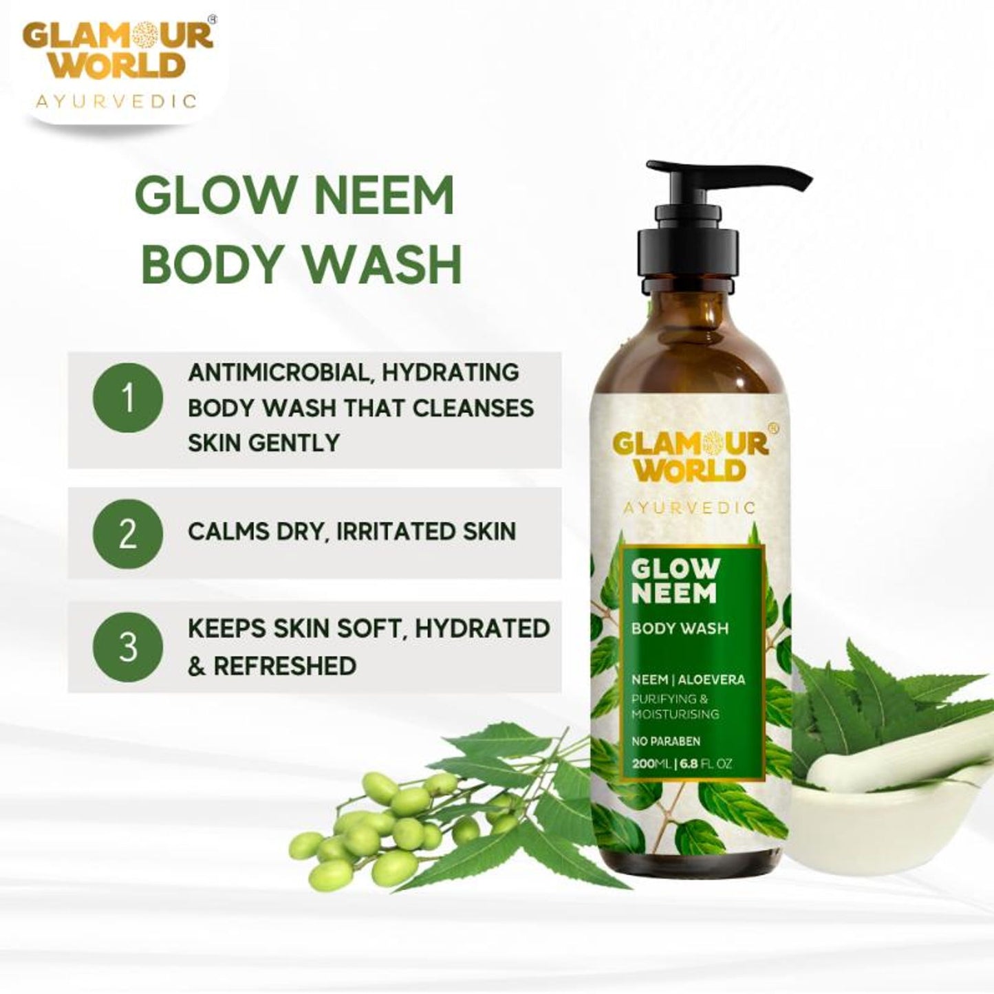GLAMOUR WORLD AYURVEDIC Glow Neem Body Wash - Distacart