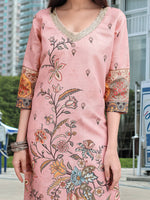 Thumbnail for Joban Fashion Pink Position Digital Print With Position Foil Kurta Set