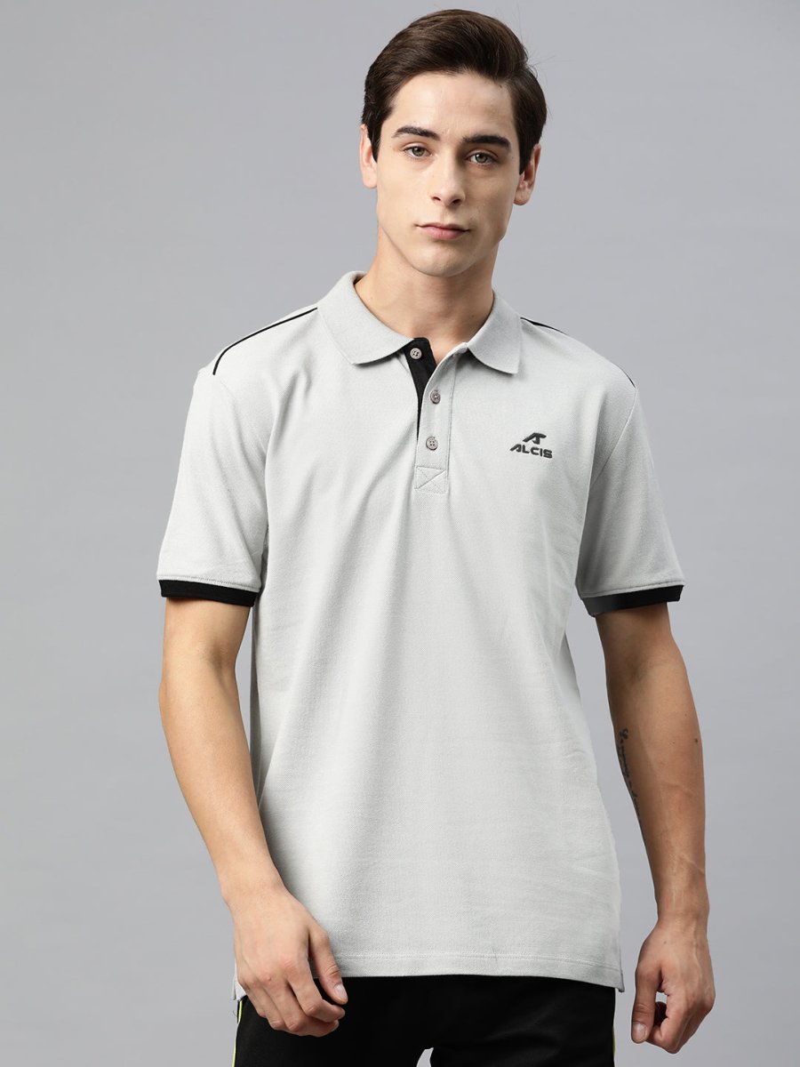 Alcis Men Brand Logo Embroidered Polo Collar Sports T-shirt - Distacart