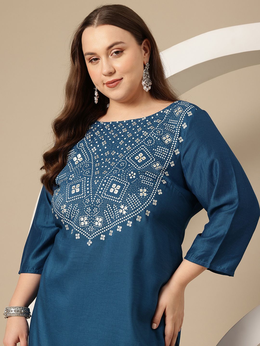 Sztori Plus Size Geometric Printed Kurta - Distacart