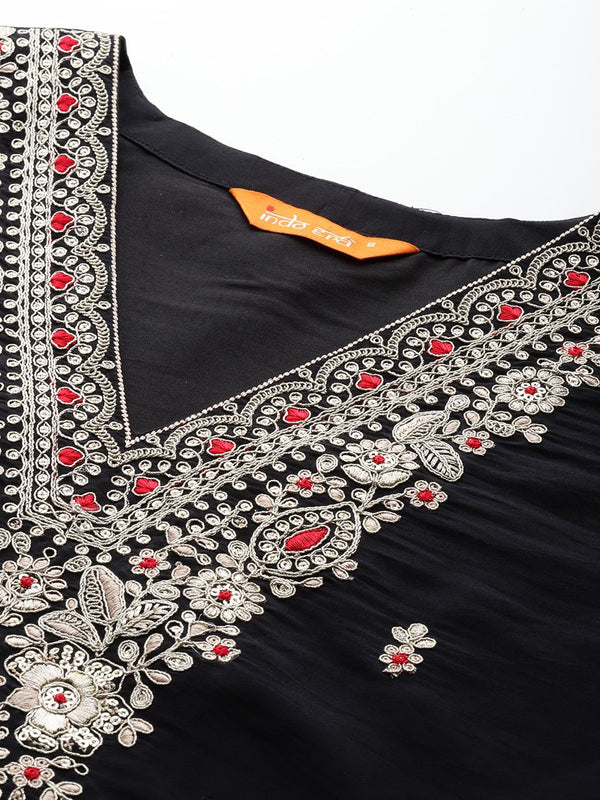 Indo Era Ethnic Motifs Embroidered Sequinned Kurta With Trousers & Dupatta