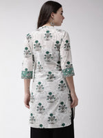 Thumbnail for Anouk Off White Ethnic Motifs Printed Mandarin Collar Cotton Straight Kurta - Distacart