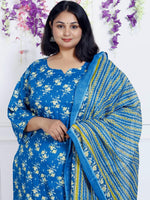 Thumbnail for Swasti Women Floral Printed Regular Sequinned Pure Cotton Kurta with Trousers & With Dupatta