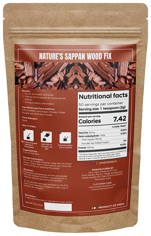 Ayura Origins Nature's Sappan Wood Fix Powder - Distacart