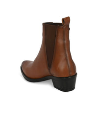 Thumbnail for Delize Women Block-Heeled Vegan Leather Mid-Top Chelsea Boots