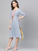 Thumbnail for AURELIA Women Blue & Red Printed A-Line Dress