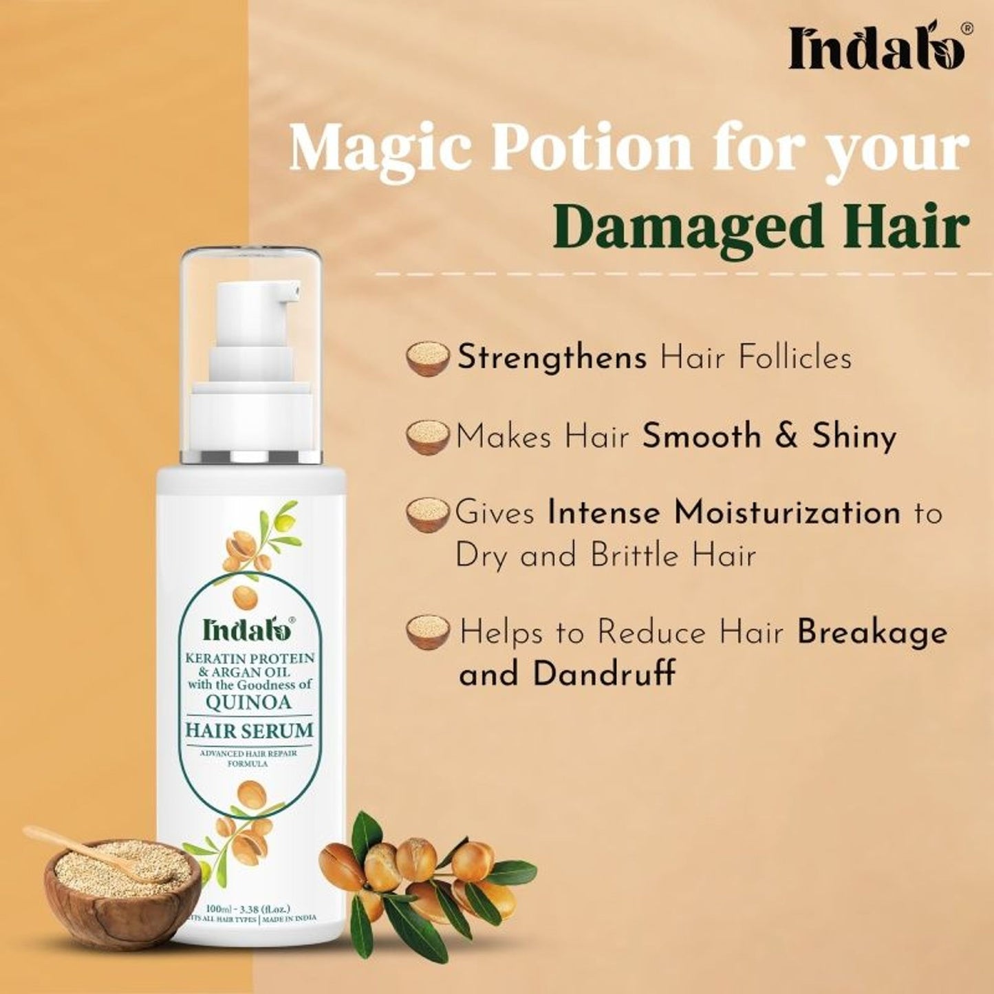 Indalo Keratin Quinoa Protein Hair Serum - Dista