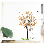 Thumbnail for Decal O Decal Vinyl Orange Tree with Birds Cage and Nest Self Adhesive Wall Sticker