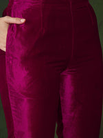 Thumbnail for Sangria Embroidered Velvet Kurta & Trousers with Dupatta