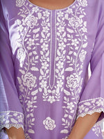 Thumbnail for Anouk Floral Embroidered Round Neck Chikankari Straight Kurta