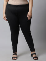 Thumbnail for TAG 7 Women Plus size Black Solid Ankle-length Leggings - Distacart
