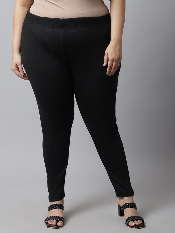 TAG 7 Women Plus size Black Solid Ankle-length Leggings - Distacart