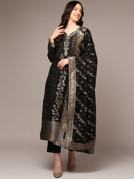 Kalini Sweetheart Neck Ethnic Motifs Regular Kurta with Trousers & With Dupatta