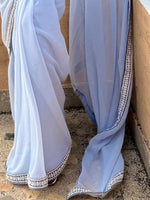 Thumbnail for Anouk Grey Embroidered Pure Georgette Saree - Distacart