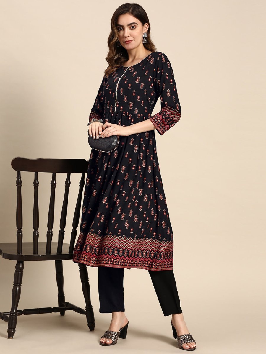 All About You Women Ethnic Motifs Printed Regular Kurta with Trouser - Distacart