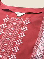 Thumbnail for Sztori Plus Size Geometric Printed Round Neck Straight Kurta