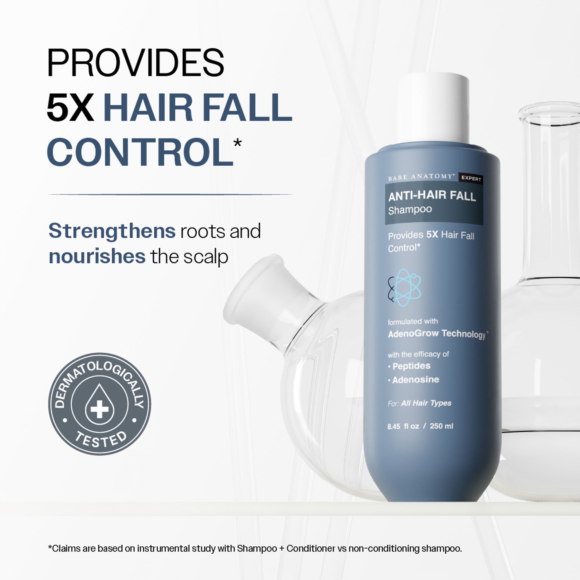 Bare Anatomy Anti-Hair Fall Shampoo 5X Hair Fall Control With Peptides - Dista