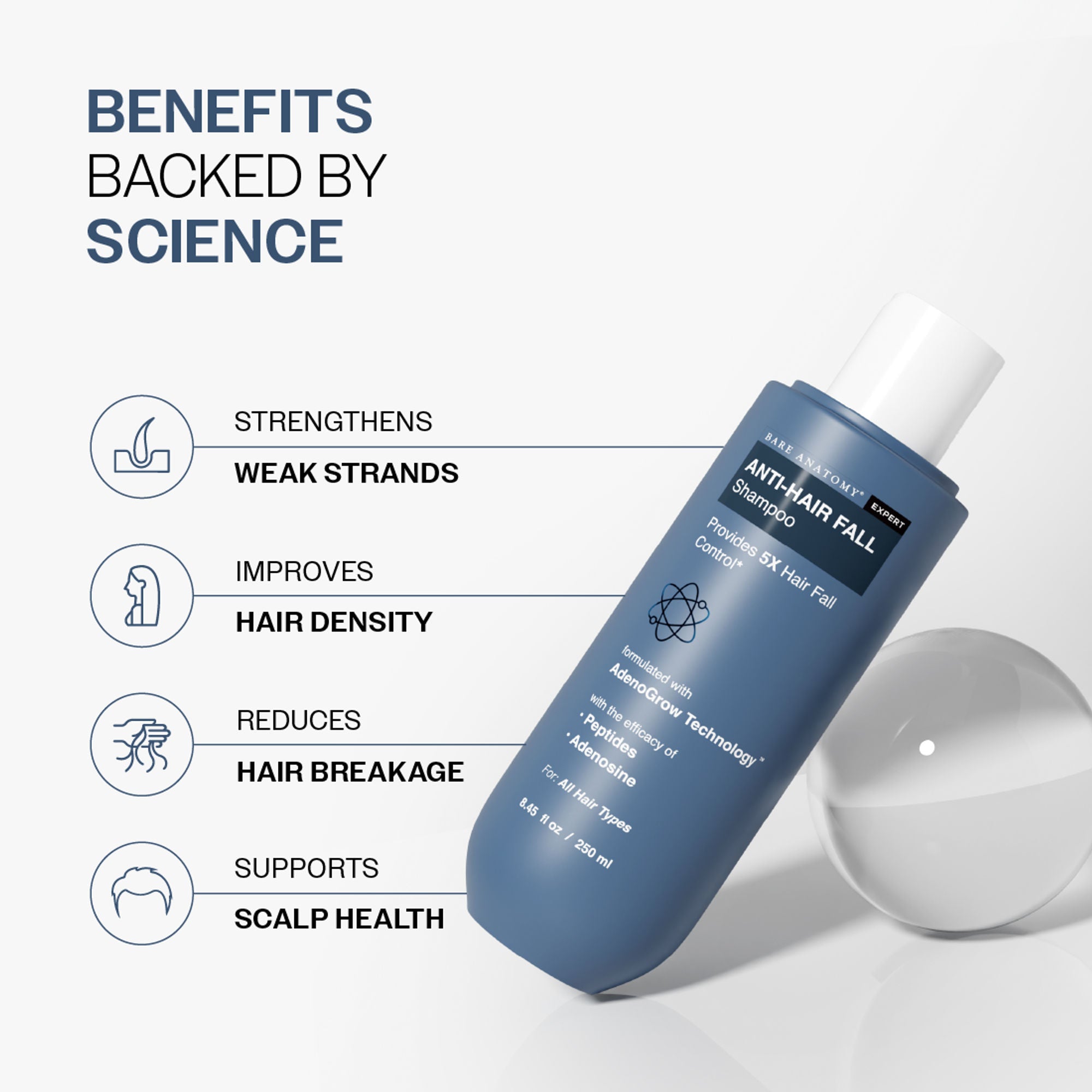Bare Anatomy Anti-Hair Fall Shampoo 5X Hair Fall Control With Peptides - Dista