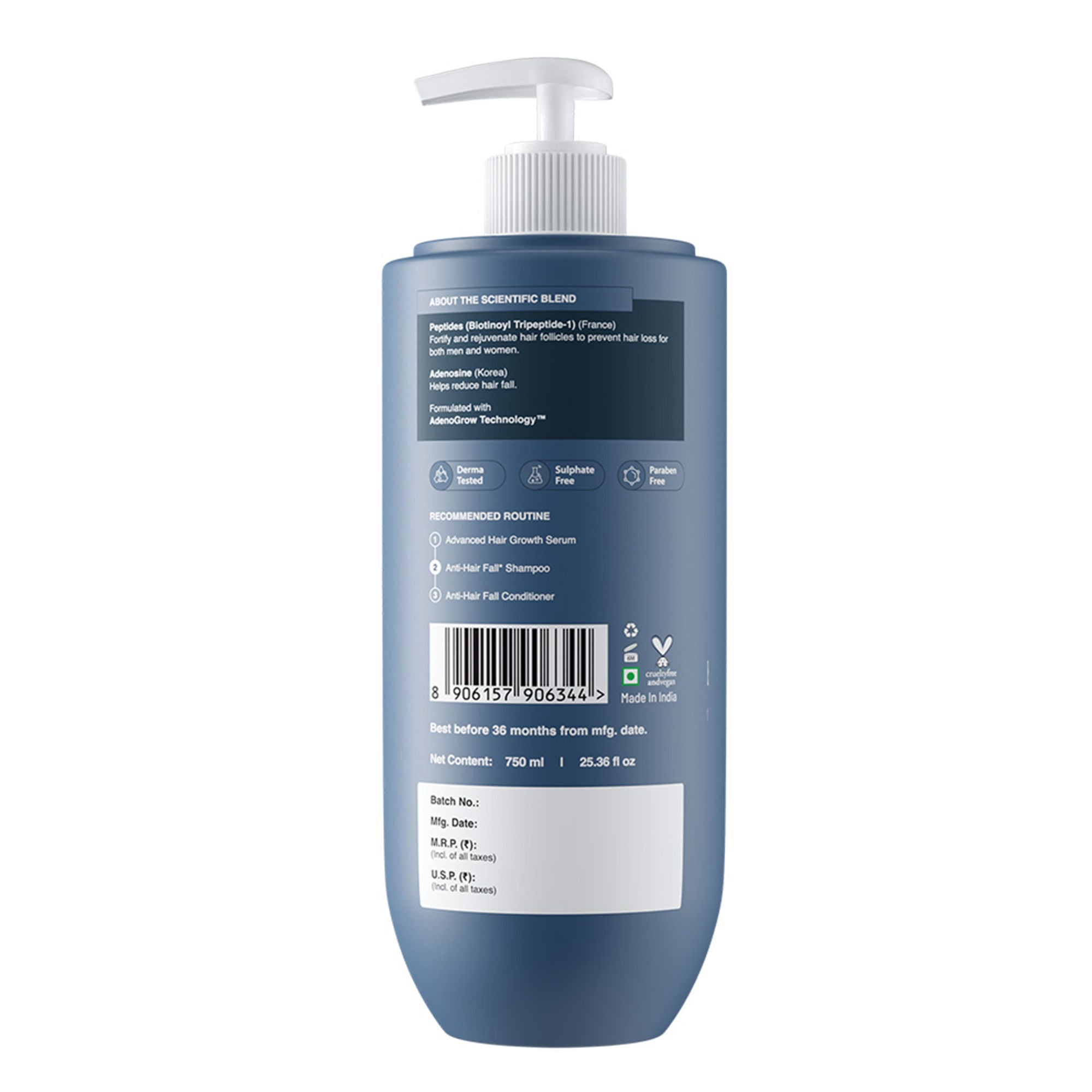 Bare Anatomy Anti-Hair Fall Shampoo 5X Hair Fall Control With Peptides - Dista