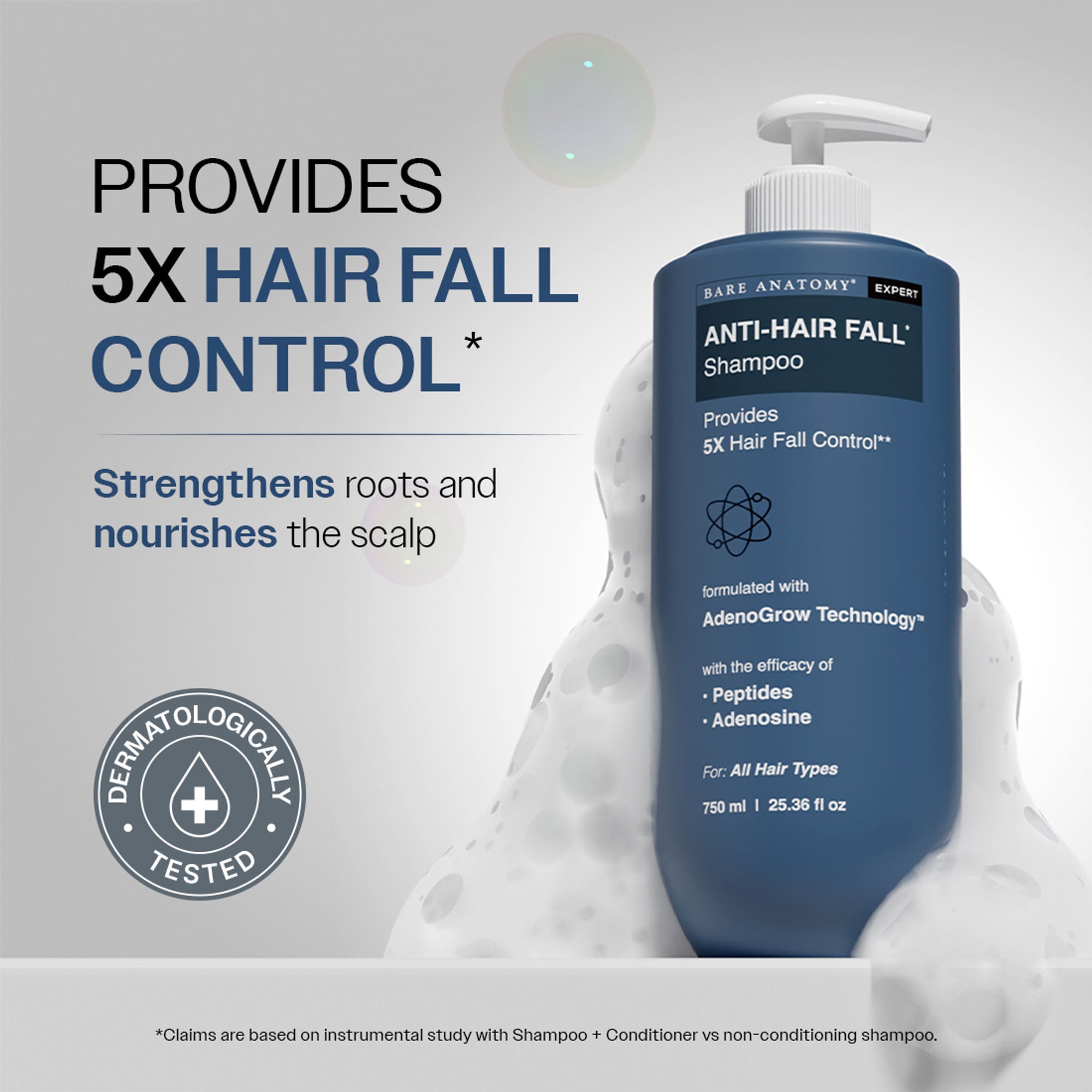 Bare Anatomy Anti-Hair Fall Shampoo 5X Hair Fall Control With Peptides - Dista