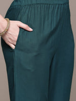 Thumbnail for Anubhutee Women Teal Ethnic Motifs Thread Work Kurta with Palazzos & With Dupatta - Distacart