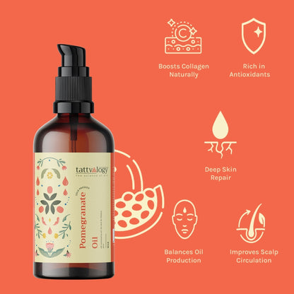 Tattvalogy Cold Pressed Pomegranate Oil - Fights Dark Spots, Hydrates & Boosts Collagen for Youth - Distacart