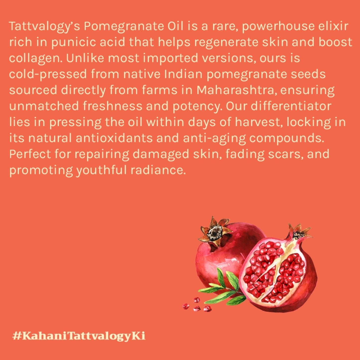 Tattvalogy Cold Pressed Pomegranate Oil - Fights Dark Spots, Hydrates & Boosts Collagen for Youth - Distacart