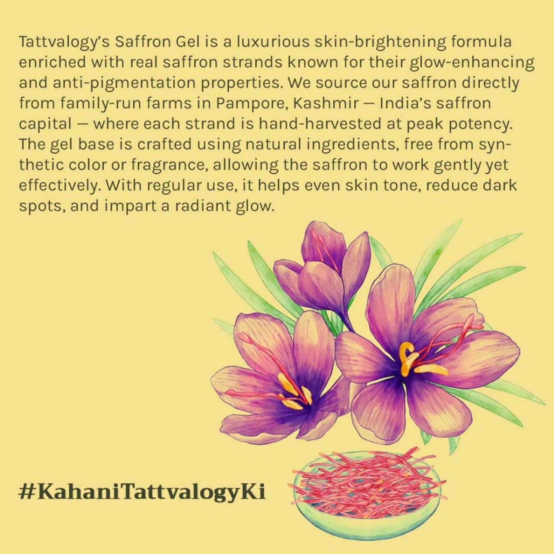 Tattvalogy Luxurious Saffron Gel - Pure Saffron, Brightens Skin, Reduces Pigmentation & Adds Glow - Distacart
